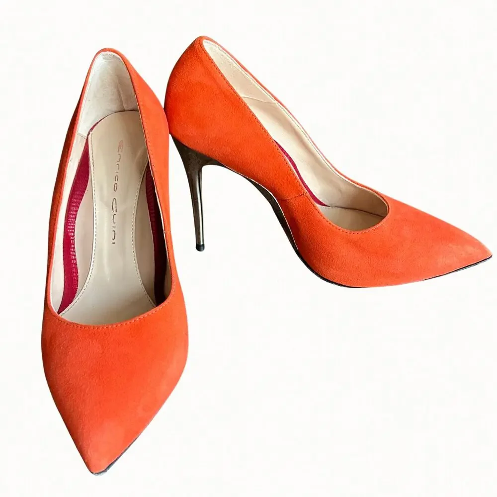 Enrico Cuini Farah Tangerine Suede‎ ALIA Pumps Size 35.5 C